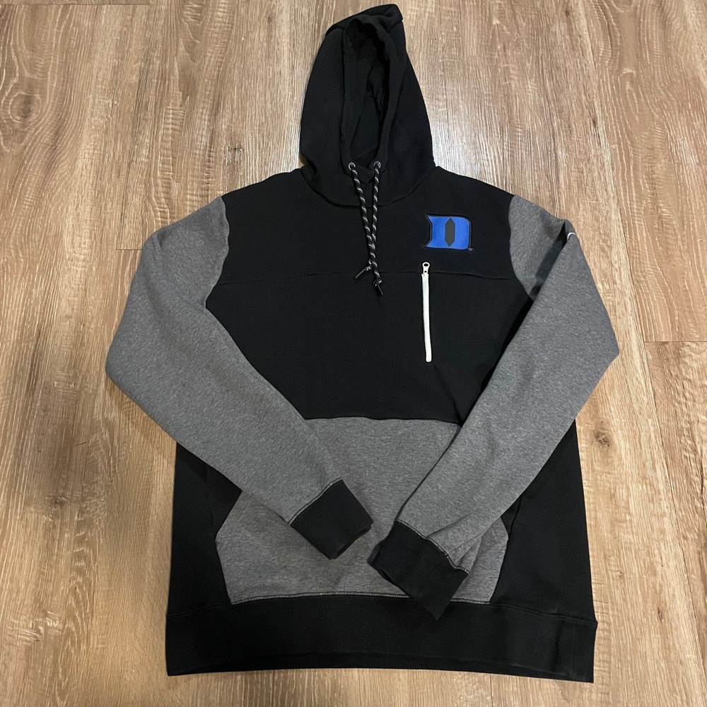 Nike Mens Duke Blue Devils Hoodie Size L Black Gray Cotton Fleece Sweatshirt